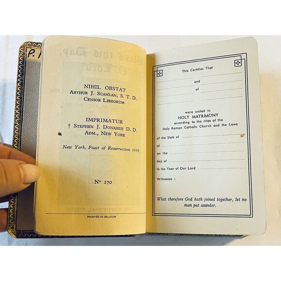 VTG 1939 Catholic Marriage Mass Devotion Book “Bless This Day O Lord” MOP Cover - Picture 3 of 12